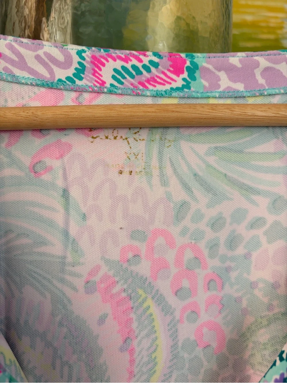 Lilly Pulitzer Pink & Green Printed V-Neck Swim Coverup Dress - Picture 4 of 6